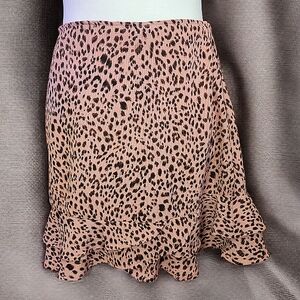 Leopard Print Ruffle Hem Skirt Size L